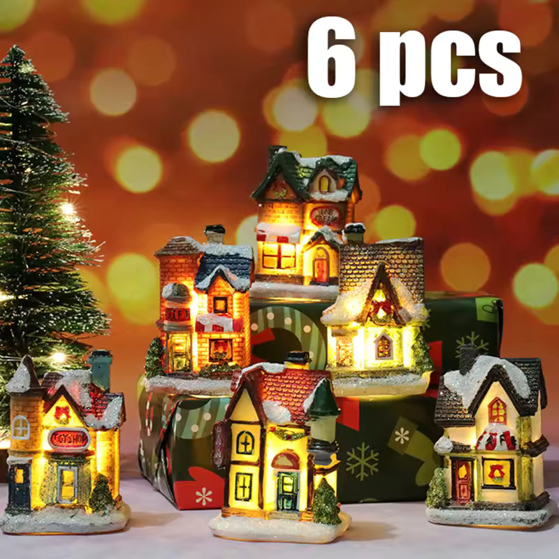 NEVALIS™ Lumière di Natale – Casette Innevate Luminose con LED (1–6 Pezzi)