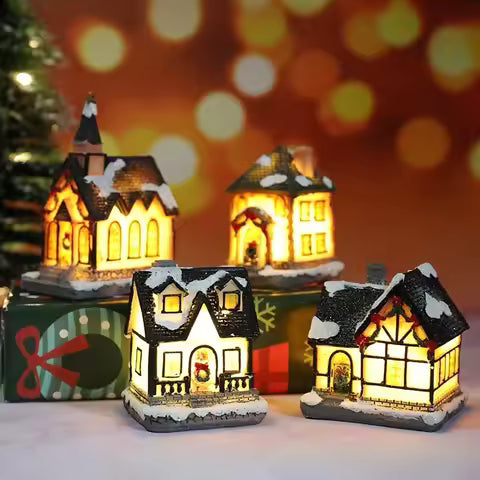 NEVALIS™ Lumière di Natale – Casette Innevate Luminose con LED (1–6 Pezzi)