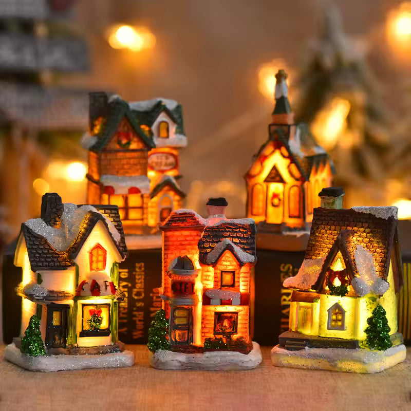 NEVALIS™ Lumière di Natale – Casette Innevate Luminose con LED (1–6 Pezzi)